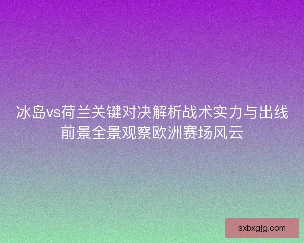 冰岛vs荷兰关键对决解析战术实力与出线前景全景观察欧洲赛场风云
